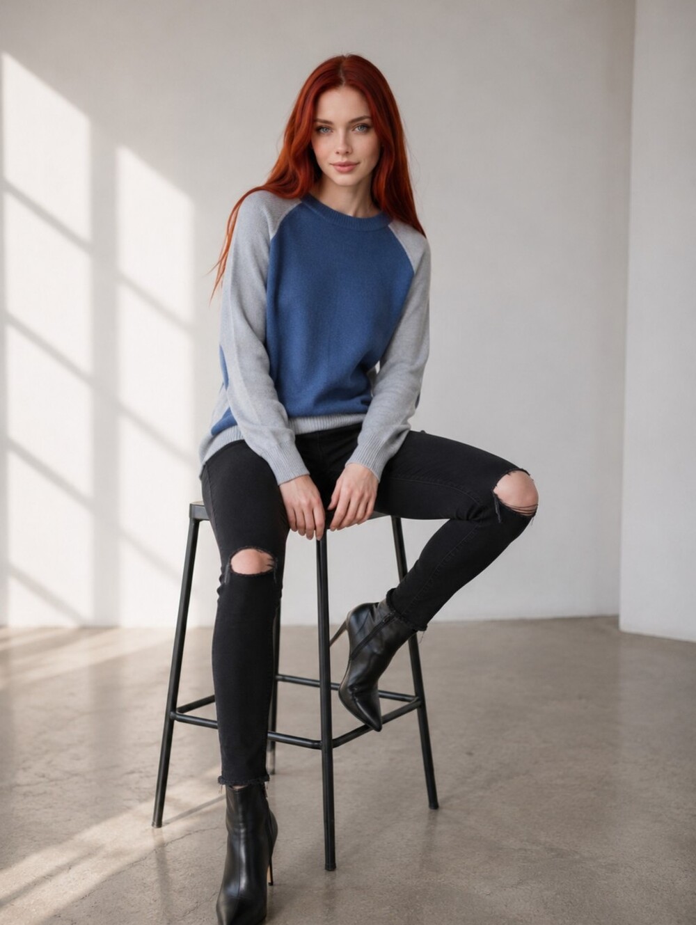 EUC T/O Sweaters Size Small Blue & Gray Long Sleeved Raglan Top!!